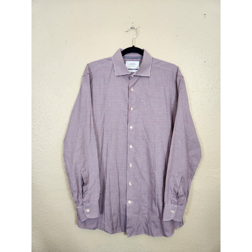 Charles Tyrwhitt Slim Fit Checkered Button Down Long Sleeve Shirt 16‎ 1/2